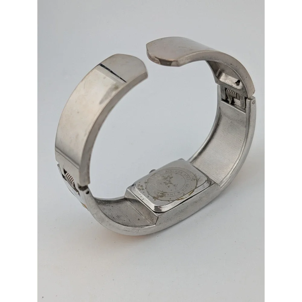 Geneva Enameled Cuff Bracelet Women's Watch 19mm Case Yellow/Silver- New Battery